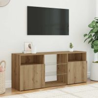 vidaXL TV-bänk med LED-lampor artisan ek 120x30x50 cm konstruerat trä - Bild 3