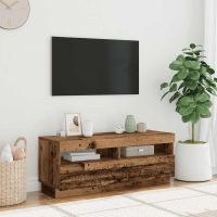 vidaXL TV-bänk med LED-lampor åldrat trä 100x35x40 cm konstruerat trä - Bild 4