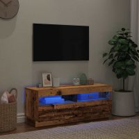 vidaXL TV-bänk med LED-lampor åldrat trä 100x35x40 cm konstruerat trä - Bild 5