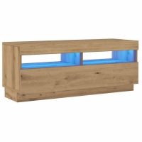 vidaXL TV-bänk med LED-lampor artisan ek 100x35x40 cm konstruerat trä - Bild 3