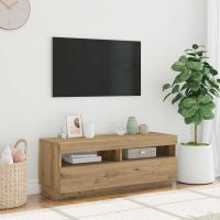 vidaXL TV-bänk med LED-lampor artisan ek 100x35x40 cm konstruerat trä - Bild 4