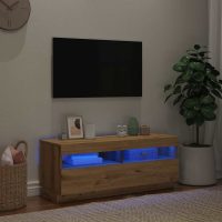 vidaXL TV-bänk med LED-lampor artisan ek 100x35x40 cm konstruerat trä - Bild 5