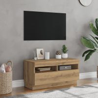 vidaXL TV-bänk med LED-lampor artisan ek 80x35x40 cm konstruerat trä - Bild 3