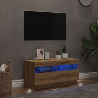 vidaXL TV-bänk med LED-lampor artisan ek 80x35x40 cm konstruerat trä - Bild 4