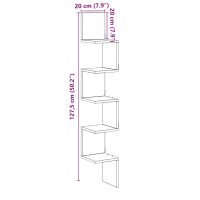 vidaXL Vägghylla hörn åldrat trä 20x20x127,5 cm konstruerat trä - Bild 9