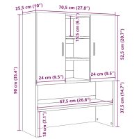 vidaXL Tvättmaskinsskåp betonggrå 70,5x25,5x90 cm - Bild 10