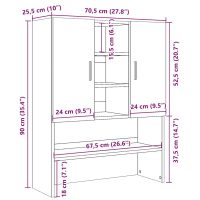 vidaXL Tvättmaskinsskåp åldrat trä 70,5x25,5x90 cm - Bild 10