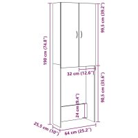 vidaXL Tvättmaskinsskåp åldrat trä 64x25,5x190 cm - Bild 12