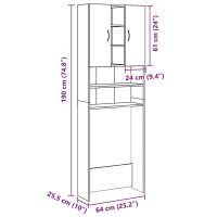 vidaXL Tvättmaskinsskåp åldrat trä 64x25,5x190 cm - Bild 12