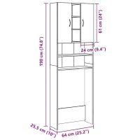 vidaXL Tvättmaskinsskåp artisan ek 64x25,5x190 cm - Bild 12