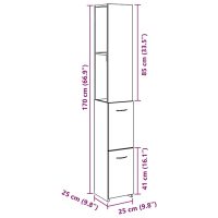 vidaXL Badrumsskåp ek 25x25x170 cm konstruerat trä - Bild 10