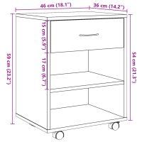 vidaXL Skåp med hjul åldrat trä 46x36x59 cm konstruerat trä - Bild 11