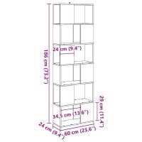 vidaXL Bokskåp/rumsavdelare artisan ek 60x24x186 cm - Bild 9