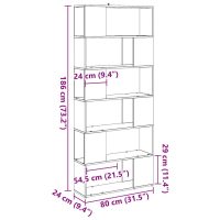 vidaXL Bokskåp/rumsavdelare artisan ek 80x24x186 cm - Bild 9