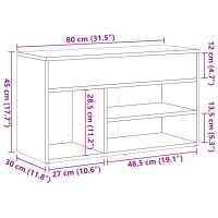 vidaXL Skobänk åldrat trä 80x30x45 cm konstruerat trä - Bild 11