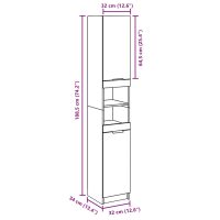 vidaXL Badrumsskåp åldrat trä 32x34x188,5 cm konstruerat trä - Bild 10