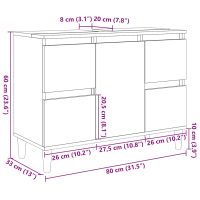 vidaXL Tvättställsskåp betonggrå 80x33x60 cm konstruerat trä - Bild 10