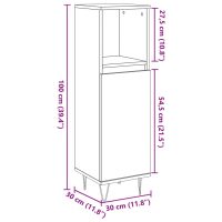 vidaXL Badrumsskåp betonggrå 30x30x100 cm konstruerat trä - Bild 10