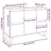 vidaXL Tvättställsskåp betonggrå 80x33x60 cm konstruerat trä - Bild 11