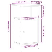 vidaXL Sängbord åldrat trä 41x31x80 cm konstruerat trä - Bild 11