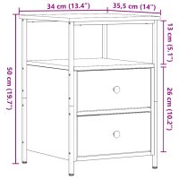 vidaXL Sängbord åldrat trä 34x35,5x50 cm konstruerat trä - Bild 10