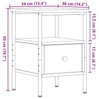 vidaXL Sängbord åldrat trä 34x36x50 cm konstruerat trä - Bild 10