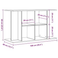 vidaXL Akvariebänk åldrat trä 100x40x60 cm konstruerat trä - Bild 9