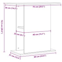 vidaXL Akvariebänk åldrat trä 36x75x72,5 cm konstruerat trä - Bild 9