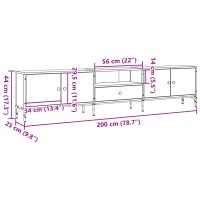 vidaXL Tv-bänk med låda åldrat trä 200x25x44 cm konstruerat trä - Bild 11