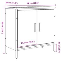 vidaXL Tvättställsskåp åldrat trä 60x30x60 cm konstruerat trä - Bild 12