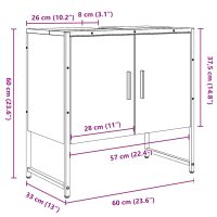 vidaXL Tvättställsskåp gammalt trä 60x33x60 cm konstruerat trä - Bild 12