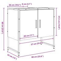 vidaXL Tvättställsskåp artisan ek 60x33x60 cm konstruerat trä - Bild 12