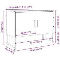 vidaXL Tvättställsskåp gammalt trä 80x33x60 cm konstruerat trä - Bild 12