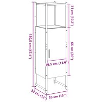 vidaXL Badrumsskåp åldrat trä 33x33x120,5 cm konstruerat trä - Bild 11