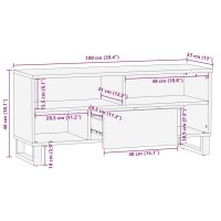 vidaXL Tv-bänk svart 100x33x46 cm massivt mangoträ - Bild 11