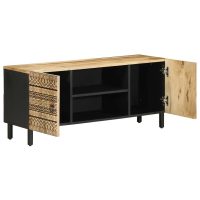 vidaXL Tv-bänk svart 105x33,5x46 cm massivt grovt mangoträ - Bild 2