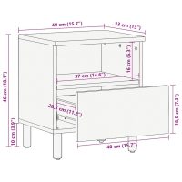 vidaXL Sängbord 2 st svart 40x33x46 cm massivt grovt mangoträ - Bild 12