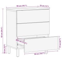 vidaXL Sängbord svart 50x33x62 cm massivt grovt mangoträ - Bild 11