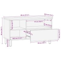 vidaXL Tv-bänk svart 80x33,5x46 cm massivt grovt mangoträ - Bild 12