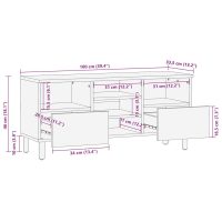 vidaXL Tv-bänk svart 100x33,5x46 cm massivt grovt mangoträ - Bild 11