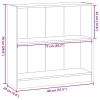 vidaXL Bokhylla rökfärgad ek 80x24x76 cm konstruerat trä - Bild 9