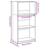 vidaXL Bokhylla betonggrå 60x30x114 cm konstruerat trä - Bild 9