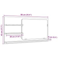 vidaXL Spegelskåp för badrum åldrat trä 90x11x45 cm konstruerat trä - Bild 10