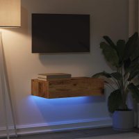 vidaXL Tv-bänk med LED-belysning åldrat trä 60x35x15,5 cm - Bild 4