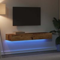 vidaXL Tv-bänk med LED-belysning 2 st åldrat trä 60x35x15,5 cm - Bild 4