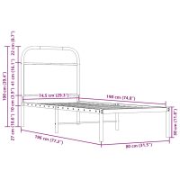 vidaXL Sängram utan madrass brun ek 75x190 cm konstruerad trä - Bild 9