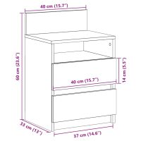 vidaXL Sängbord med 2 lådor åldrat trä 40x33x60 cm - Bild 11