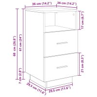 vidaXL Sängbord 2 st med 2 lådor svart 36x36x68 cm - Bild 12