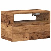 vidaXL Väggmonterat sängbord åldrat trä 45x26x28,5 cm - Bild 2