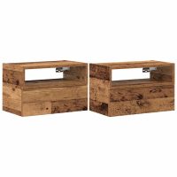 vidaXL Väggmonterade sängbord 2 st åldrat trä 45x26x28,5 cm - Bild 2